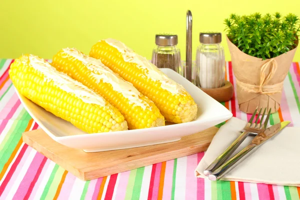 Boiled corn with butter and spices — Stock Photo, Image