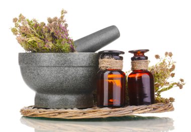 kekik ot ve hasır mat beyaz izole harcı