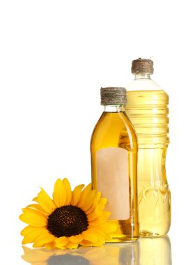 kavanoz ve üzerinde beyaz izole ayçiçeği yağı