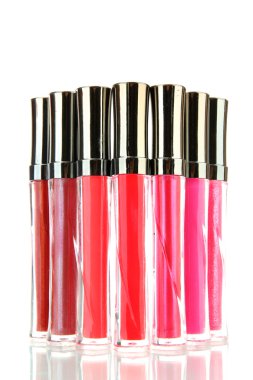 güzel dudak glosses, üzerinde beyaz izole