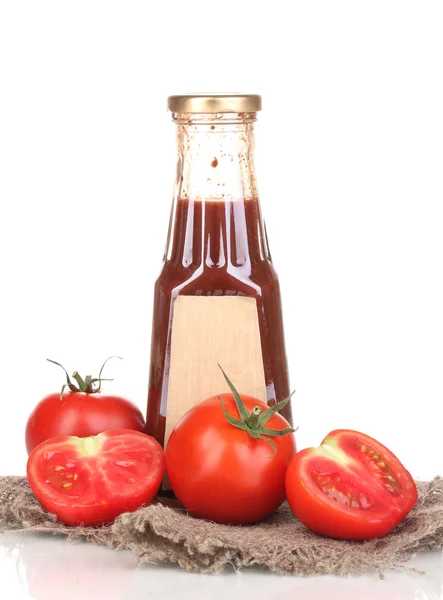 Salsa de tomate en botella aislada sobre blanco —  Fotos de Stock