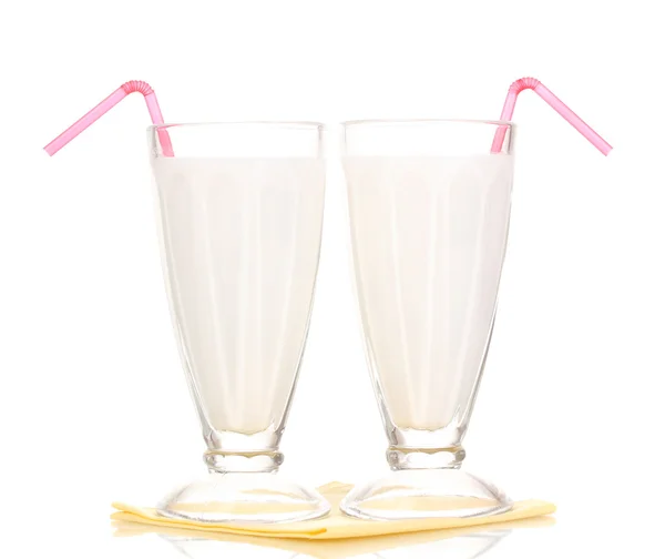 Vanilla milk shakes isolated on white — Stock Photo, Image