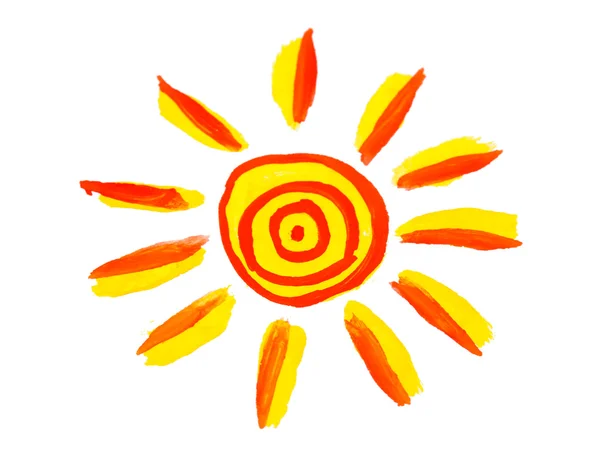 在白色背景上的太阳画 — 图库照片