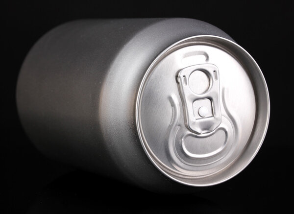 aluminum can isolated on black