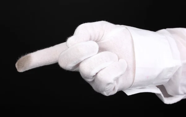 Auditor mão verificando limpeza isolado em preto — Fotografia de Stock