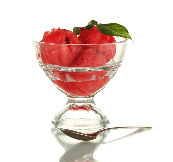 Watermelon ice cream in a glass isolated on white — Stock Photo, Image