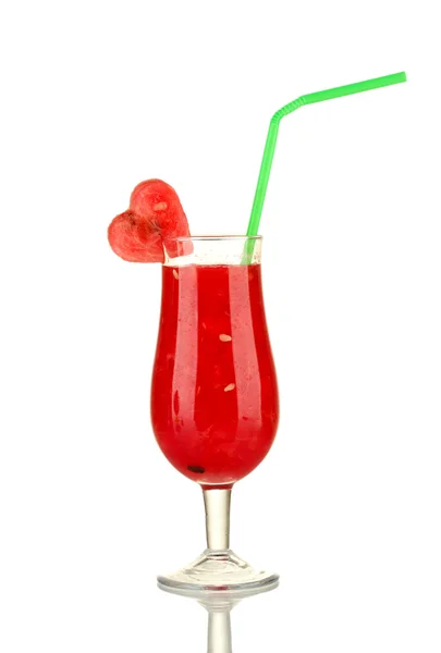 Egy pohár friss görögdinnye gyümölcslé elszigetelt fehér — Stock Fotó