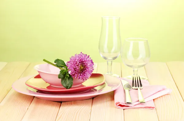 Table setting on bright background close-up — Stok fotoğraf