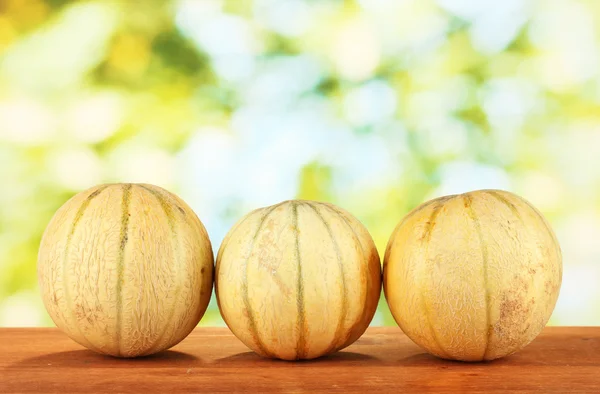 Sweet melons on green background close-up — Stock Photo, Image