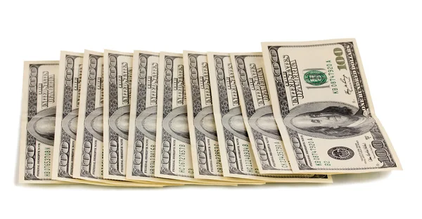 Pacote de dólares isolados em branco — Fotografia de Stock