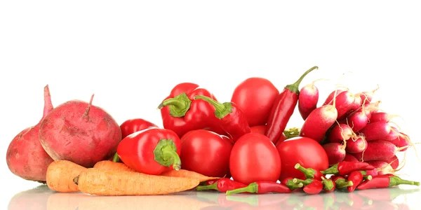 Fresh red vegetables isolated on white — Stock Photo, Image