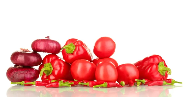 Fresh red vegetables isolated on white — Stock Photo, Image