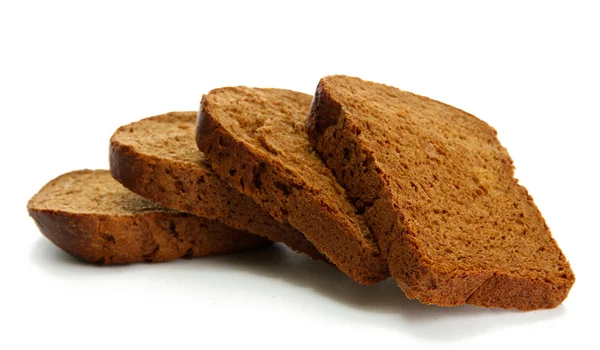 Saboroso pão de centeio fatiado, isolado em branco — Fotografia de Stock