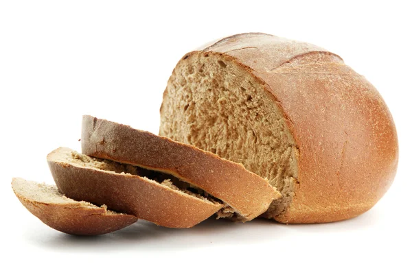 Tasty sliced rye bread, isolated on white — Stock Photo, Image