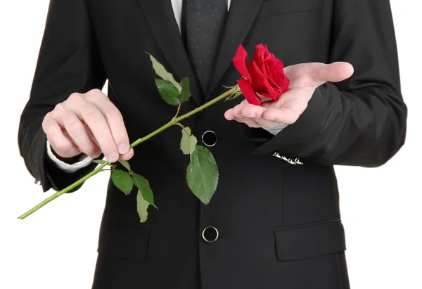Muž, který držel růže detail — Stock fotografie