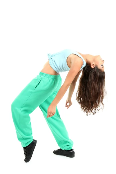 Jeune danseuse moderne posant, isolée sur blanc — Photo