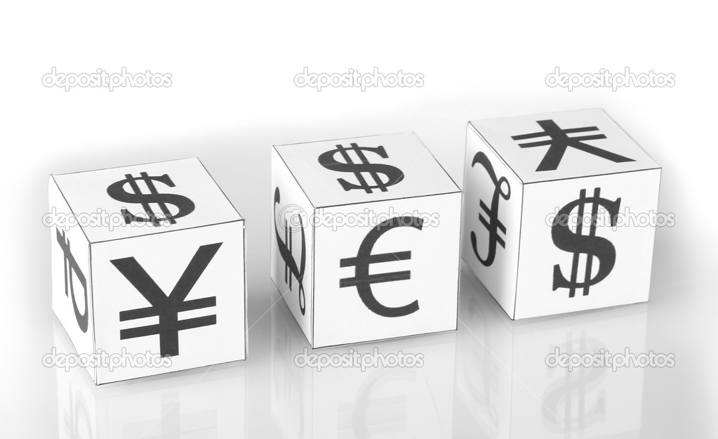 Forex Currency In The White Dices On White Background Stock Photo - 