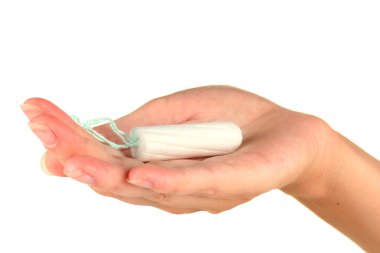 kadın eli temiz pamuk tampon beyaz arka plan yakın çekim holding