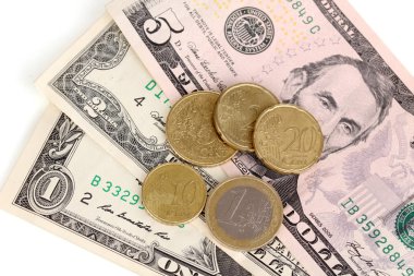 dolar faturaları ve sikke yakın çekim