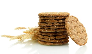 lezzetli crispbread ve kulakları, üzerinde beyaz izole