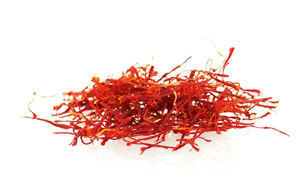 Stigmas of saffron isolated on white background — Stock Photo, Image