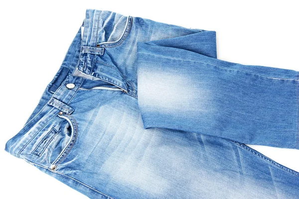 Mode Blå jeans närbild isolerad på vit — Stockfoto