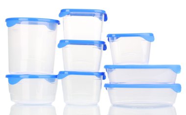 plastik üzerinde beyaz izole besin konteynerler