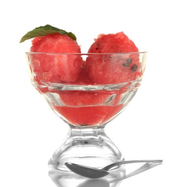 karpuz dondurma üzerine beyaz izole bir cam