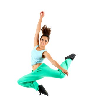 young modern dancer posing, isolated on white