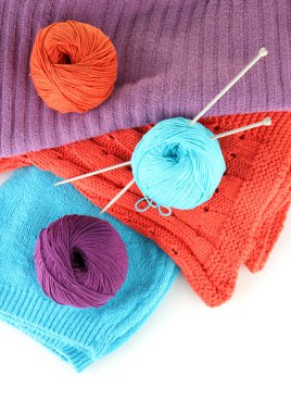 renkli yün kazak ve yün yakın çekim topları