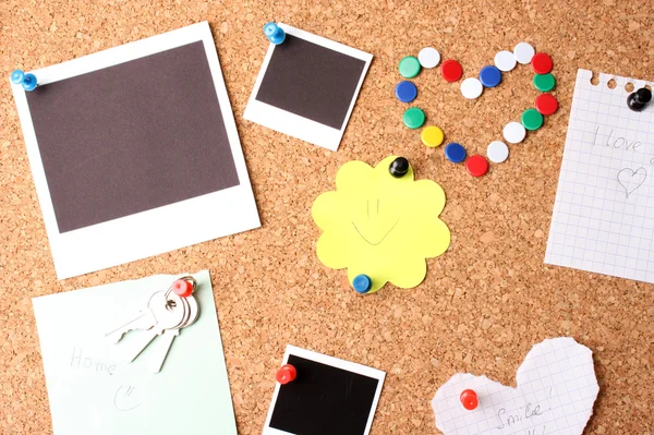 Cork board with notes — Stock Photo, Image