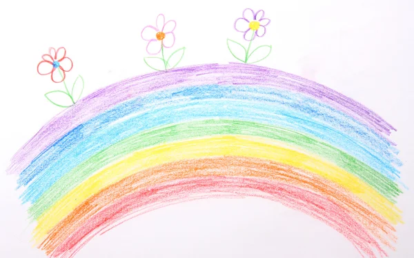 Детский рисунок радуги — стоковое фото
