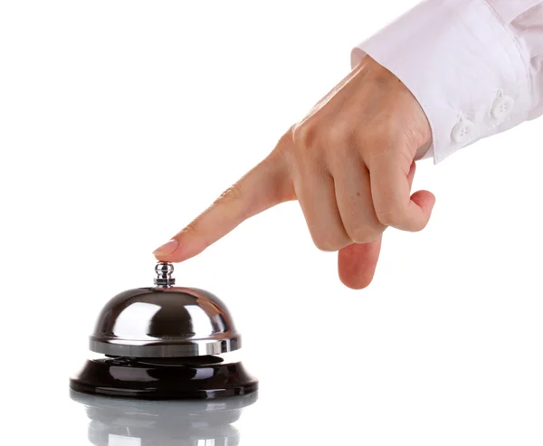 Ручной звонок в обслуживании колокол изолирован на белом — стоковое фото