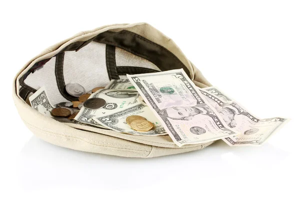 Cap with money on a white background — Stock Photo, Image