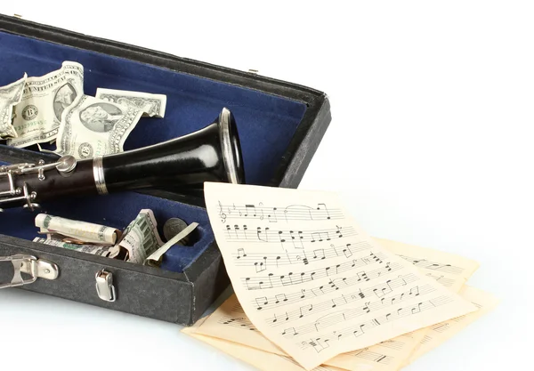 Instrument muzyczny z pieniędzy na białym tle — Zdjęcie stockowe