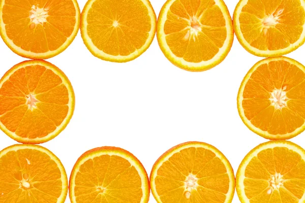 Narancs közelről, elszigetelt fehér — Stock Fotó