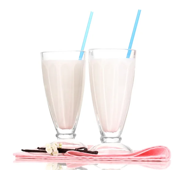 Vanilla milk shakes isolated on white — Stock Photo, Image