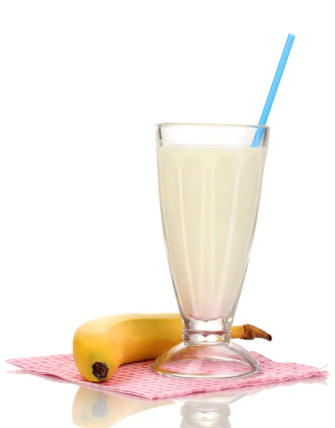 Bananenmilchshake isoliert auf weiß — Stockfoto