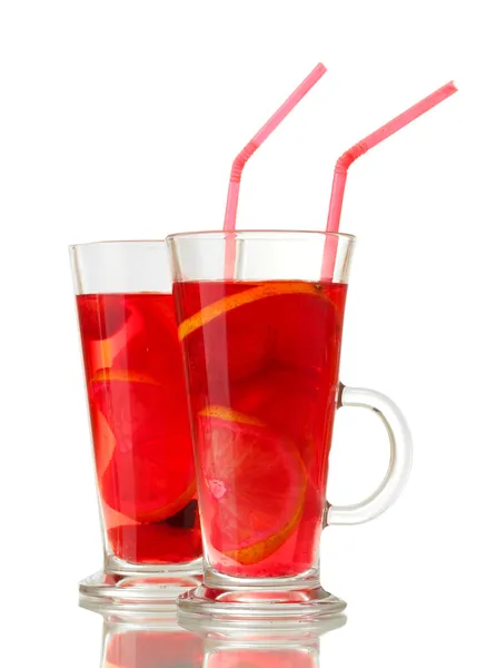 Sangria in bicchieri, isolata su bianco — Foto Stock