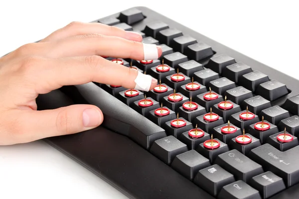 Mecanografía dolorosa en el primer plano del teclado — Foto de Stock