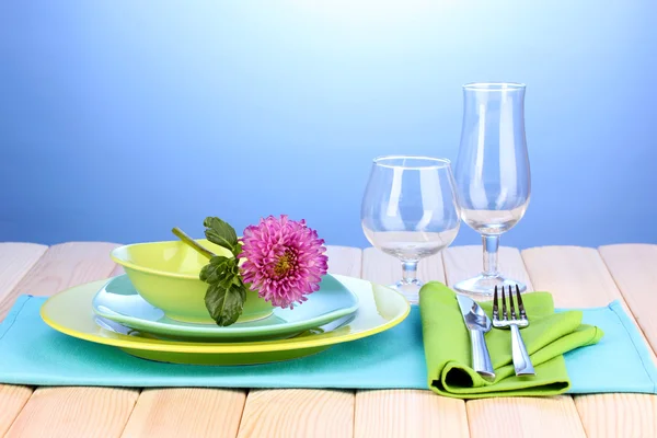 Table setting on bright background close-up — Stok fotoğraf