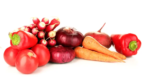 Fresh red vegetables isolated on white — Stock Photo, Image