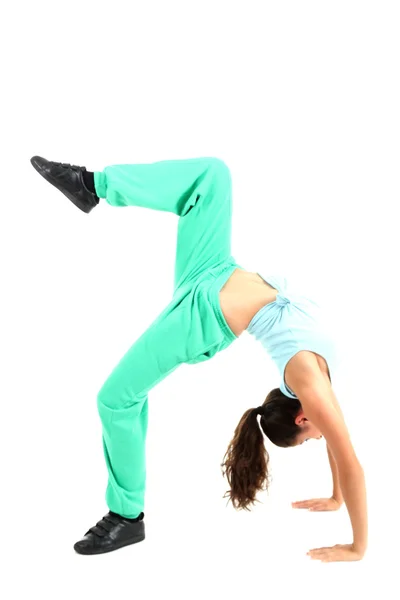 Young modern dancer posing, isolated on white — Stockfoto