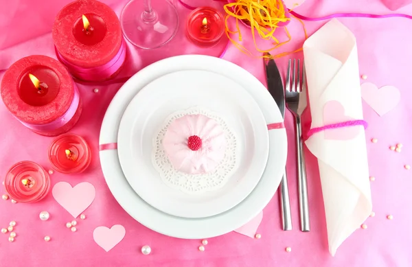 Cenário de mesa em honra do dia dos namorados close-up — Fotografia de Stock