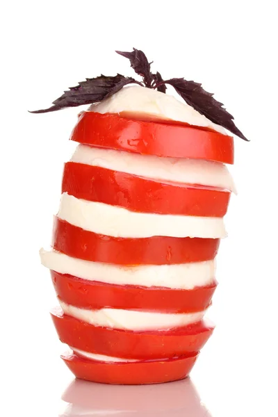 Смачна моцарелла з помідорами ізольовані на білому — стокове фото