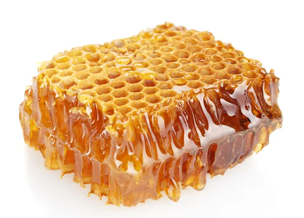 Söt honeycomb med honung, isolerad på vit — Stockfoto