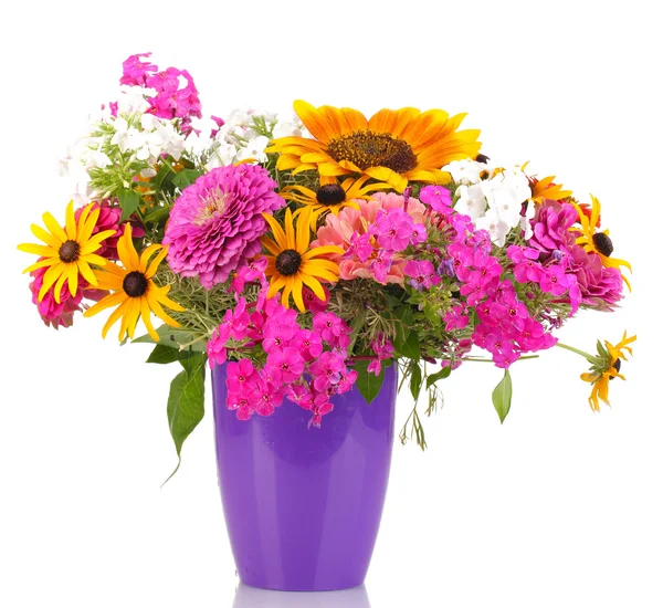 Beautiful bouquet of bright flowers isolated on white — Stock Photo, Image