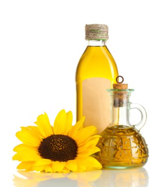 kavanoz ve üzerinde beyaz izole ayçiçeği yağı