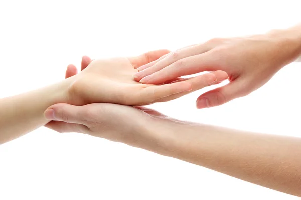 Hand massage, geïsoleerd op wit — Stockfoto