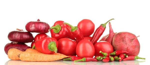 Fresh red vegetables isolated on white — Stock Photo, Image